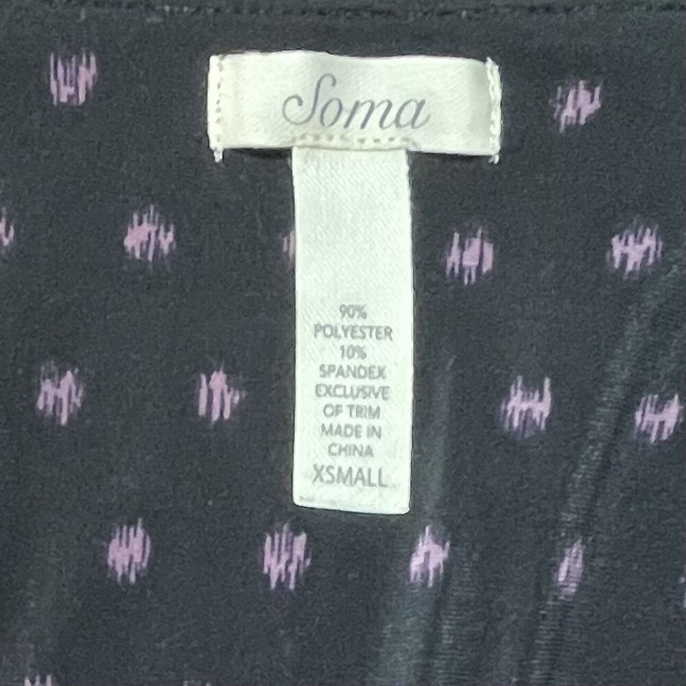 Soma Loungewear Empire Waist Tunic Dress Super Soft Black Purple Floral Sz XS - Picture 13 of 15